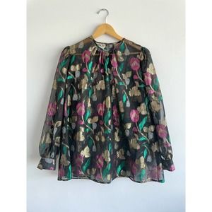 MALBE Vintage 70’s metallic sheer blouse | size 8